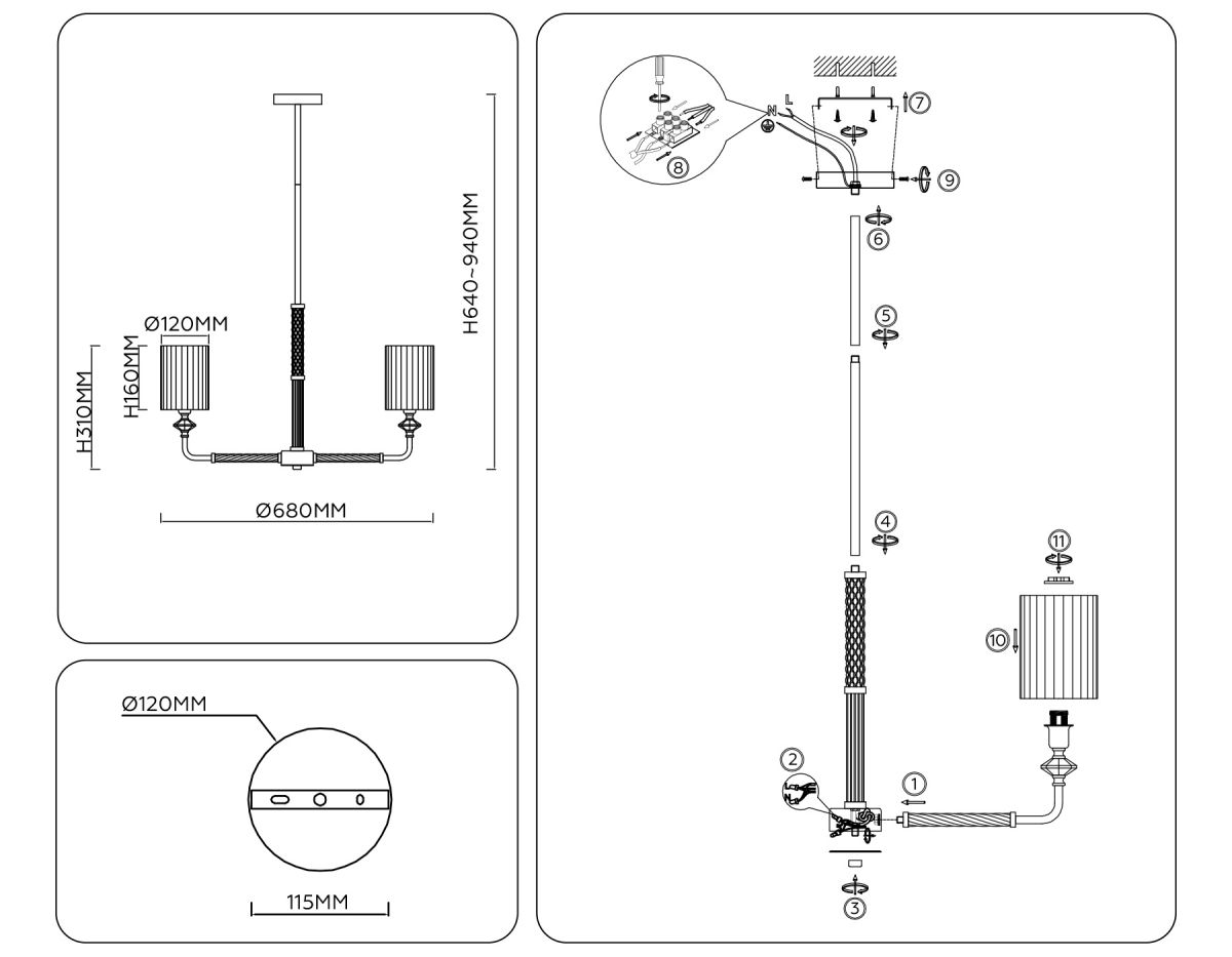 Люстра на штанге Ambrella Light High Light Classic LH71500 в Санкт-Петербурге