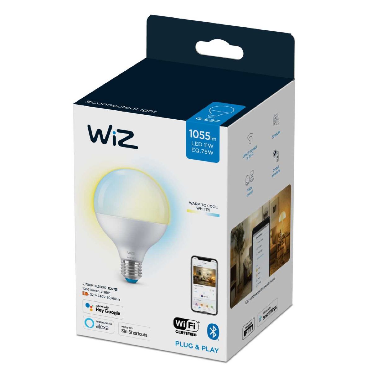 Умная светодиодная лампа Wiz Wi-Fi BLE75WG95E27927-65TW1PF/6 E27 11W 2700/6500K 929002451002 в Санкт-Петербурге