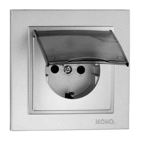 Розетка с заземлением с крышкой Mono Electric Despina 16А 250В серебро 102-212121-118 в Санкт-Петербурге