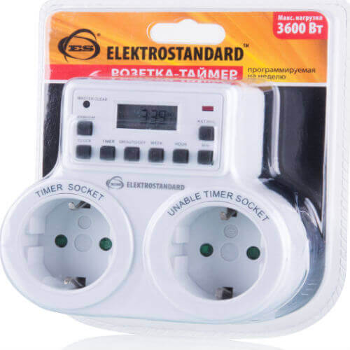 Розетка-таймер Elektrostandard TMH-E-5 16A x2 IP20 Белый 4690389032424 в Санкт-Петербурге