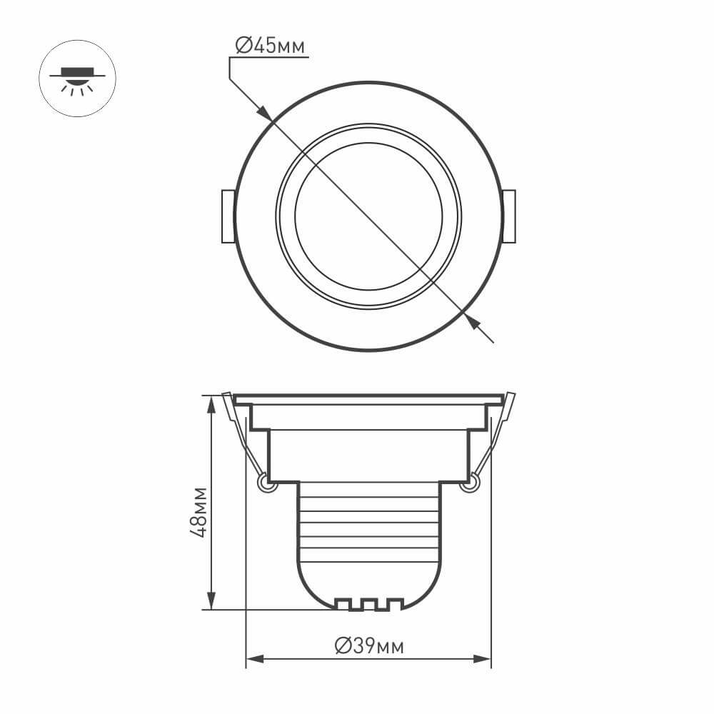 Мебельный светильник Arlight LTM-R45WH 3W Warm White 30deg в Санкт-Петербурге