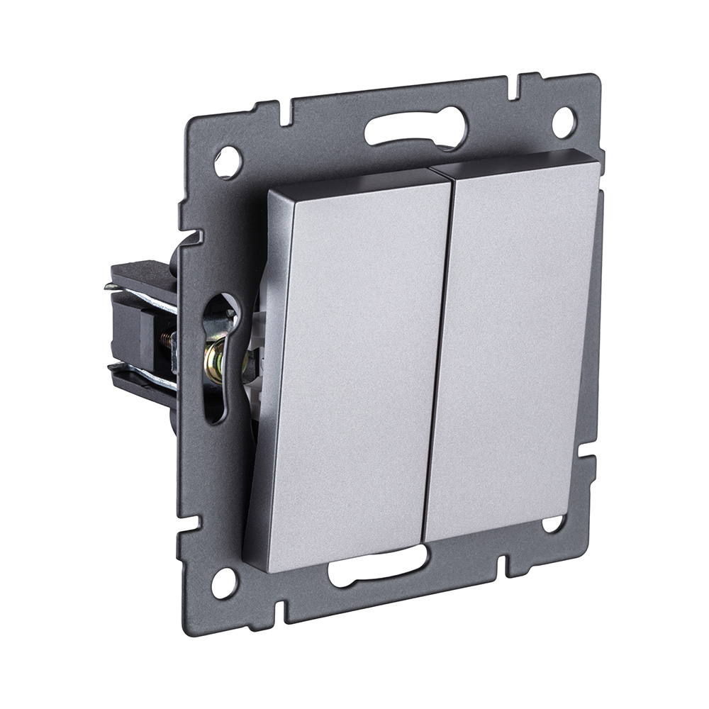 Выключатель 2-клавишный 10А/250В, серый Kollinger REA-S-007GY для Aspekt, Eleganz, Reflex в Санкт-Петербурге