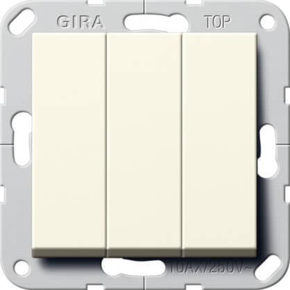 Выключатель трехклавишный Gira System 55 10A 250V британский стандарт кремовый глянцевый 283001 в Санкт-Петербурге