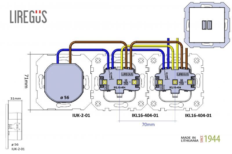 Розетка USB двойная для зарядки умная 5V(3,4А) Liregus Epsilon 28-1453 в Санкт-Петербурге