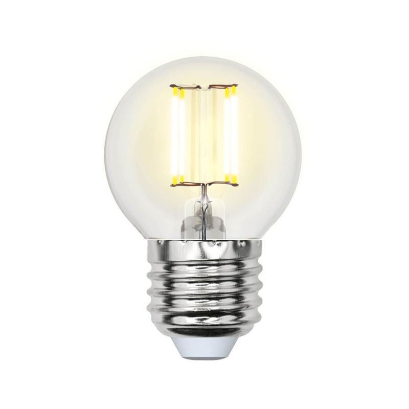 Лампа светодиодная филаментная Uniel E27 5W 3000K прозрачная LED-G45-5W/WW/E27/CL/MB GLM10TR в Санкт-Петербурге