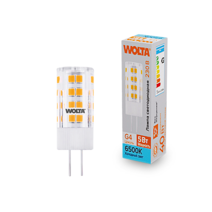 Светодиодная лампа WOLTA 5Вт 6500K G4 кукуруза матовая WSTD-JC-220V5W6KG4-C в Санкт-Петербурге