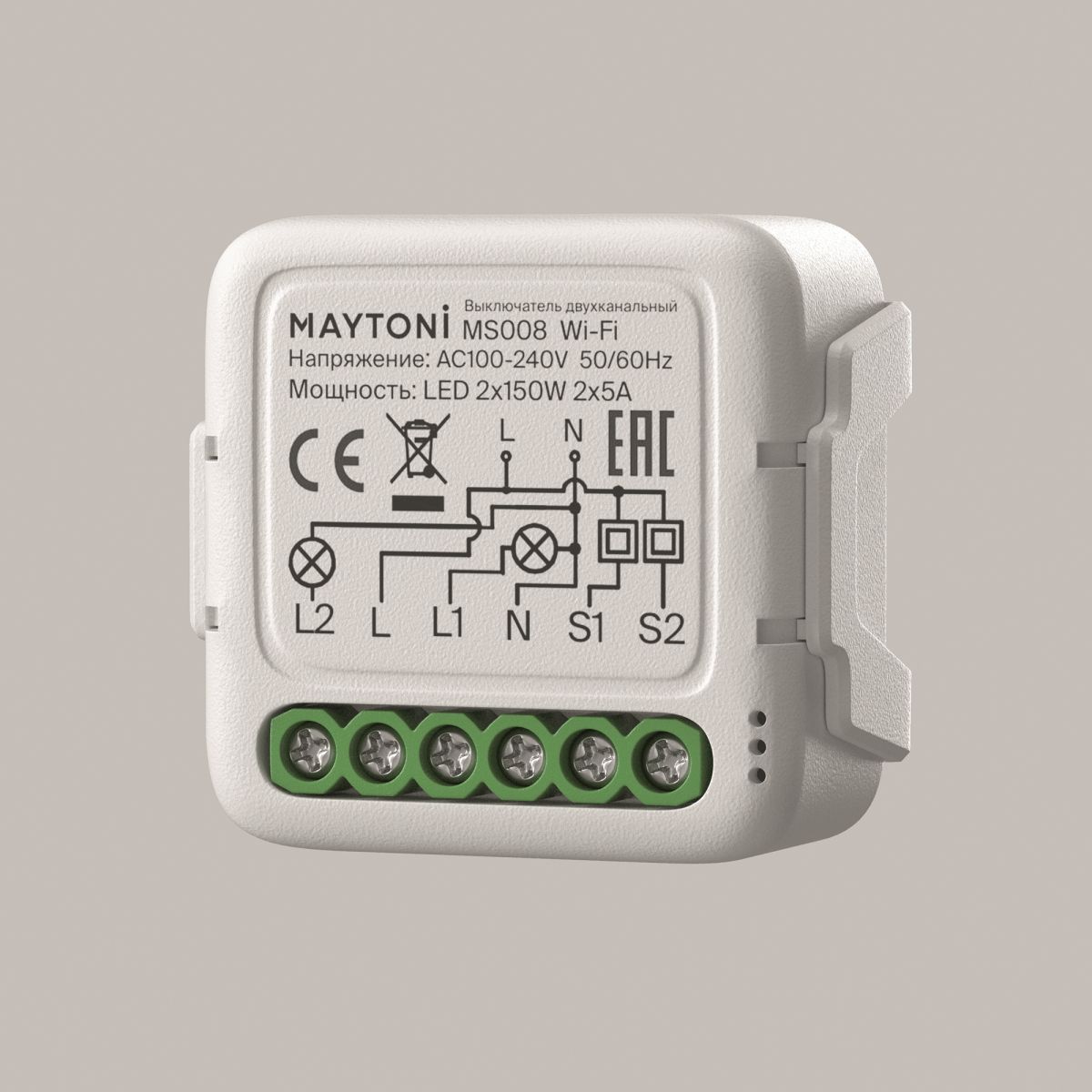 Wi-Fi выключатель двухканальный Maytoni Lighting control MS008 в #REGION_NAME_DECLINE_PP#