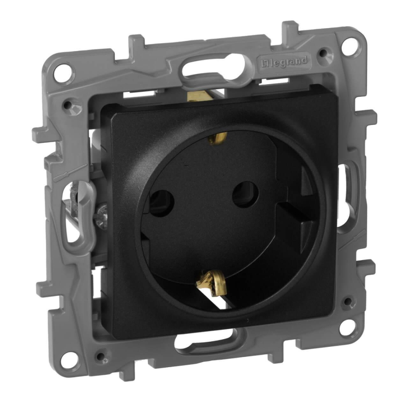 Розетка 2К+З Legrand Etika 16A 250V с/з винтовой зажим немецкий стандарт антрацит 672621 в Санкт-Петербурге