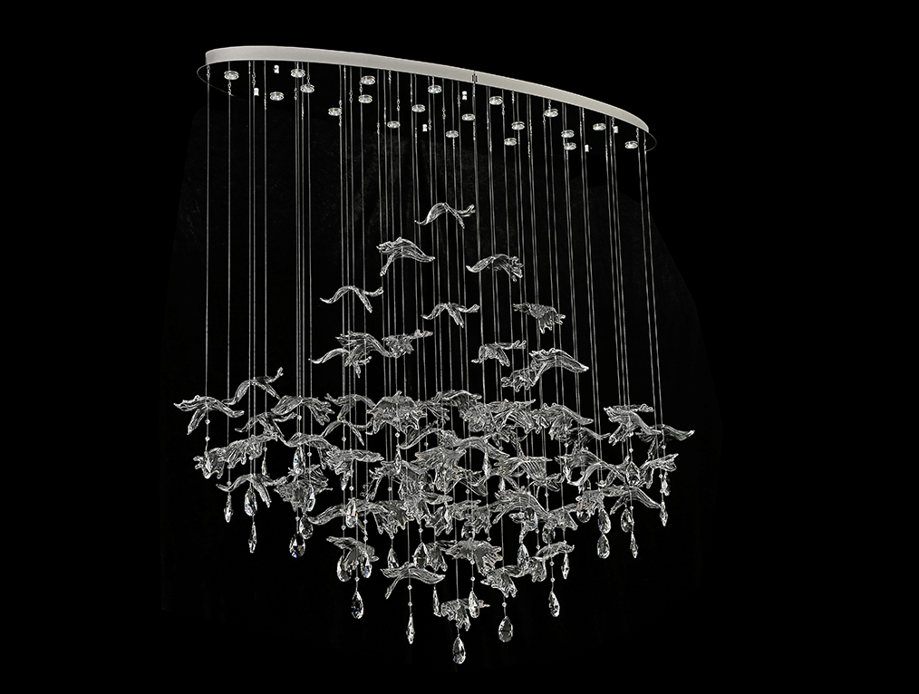 Подвесная люстра Newport 8220/140 С oval chrome, silver glass М0071480 в Санкт-Петербурге