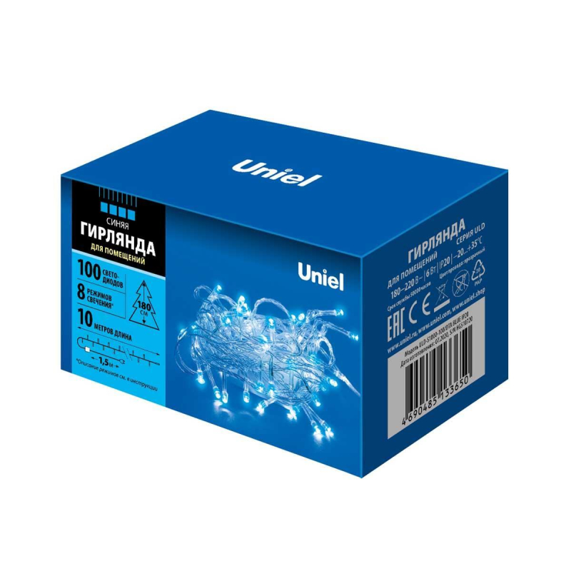 Светодиодная гирлянда (UL-00007197) Uniel 220V синий ULD-S1000-100/DTA Blue IP20 в #REGION_NAME_DECLINE_PP#