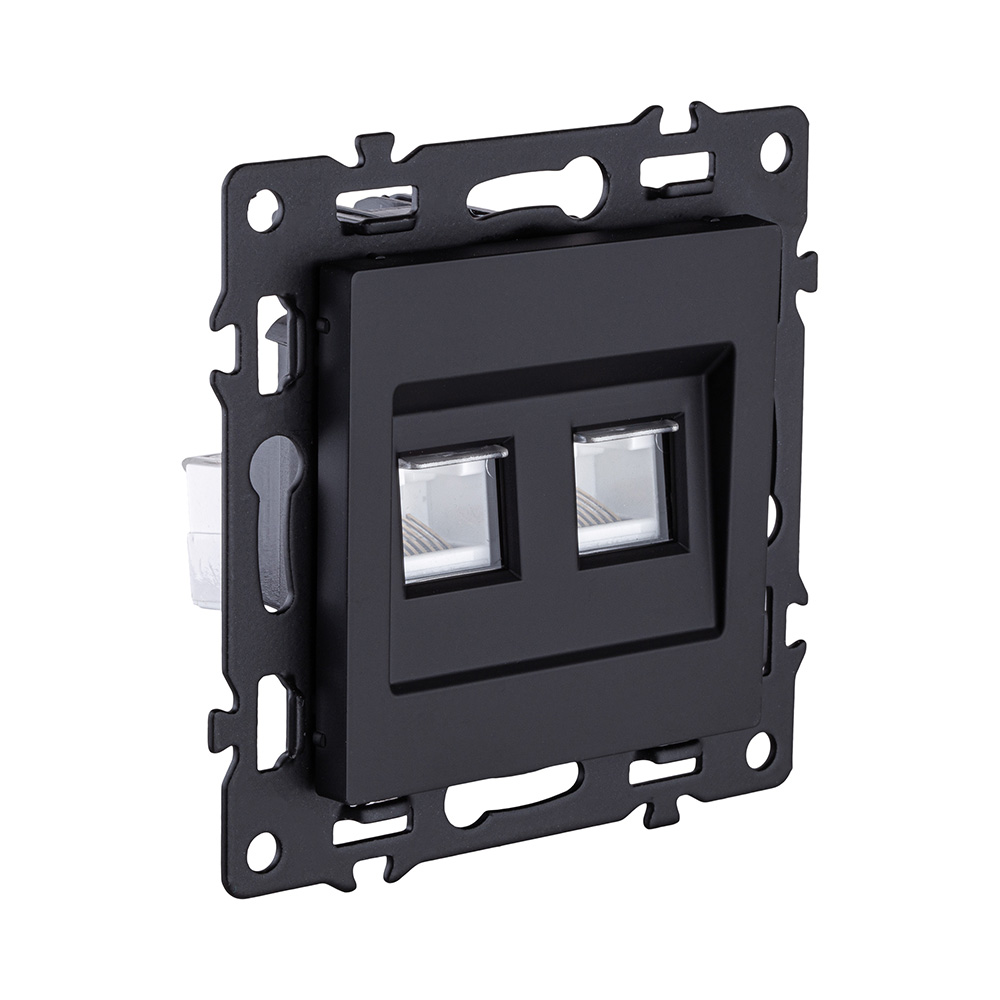 Розетка двойная Ethernet RJ45 Cat.6, черный Kollinger Asthetik AS-018BK в #REGION_NAME_DECLINE_PP#