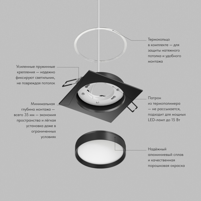 Встраиваемый светильник Denkirs Ratio DK-DH2001-BK в Санкт-Петербурге
