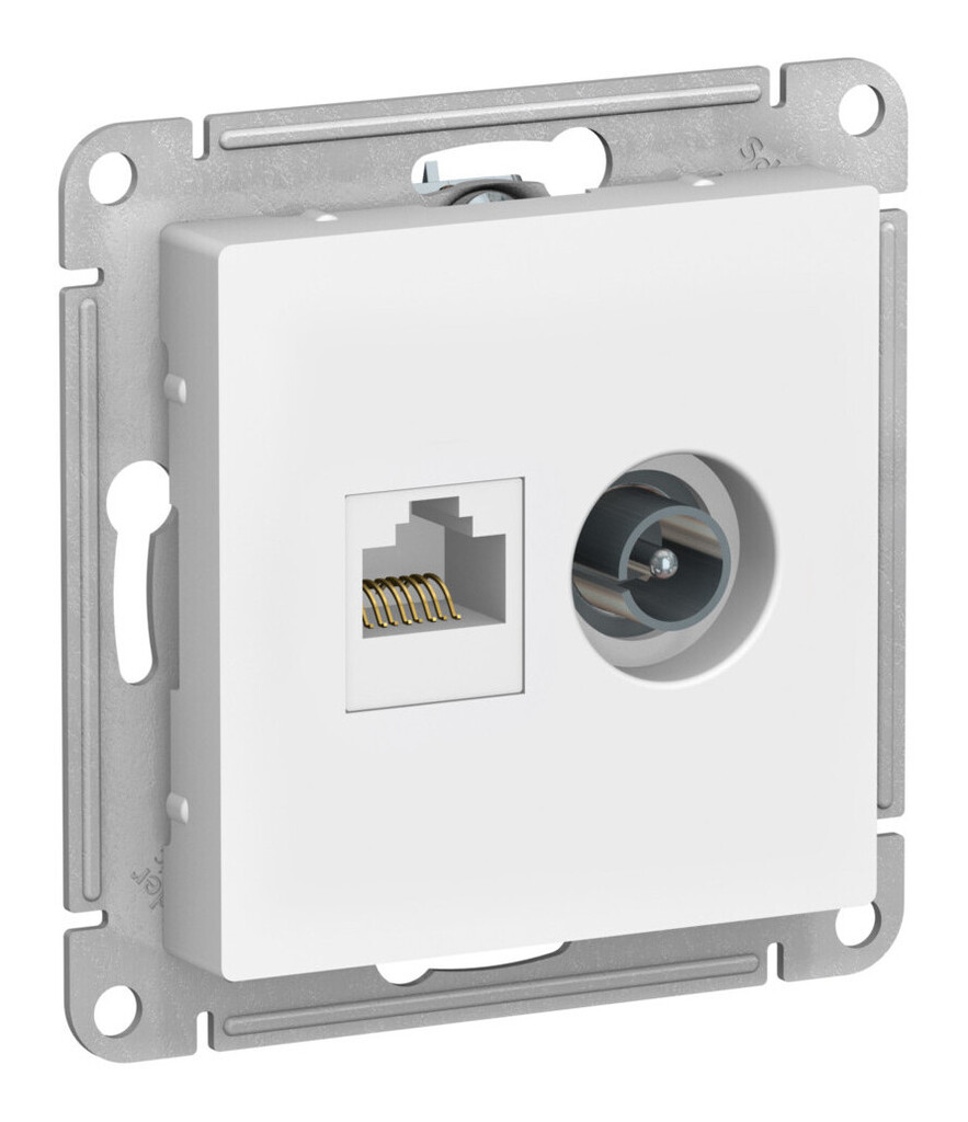 Розетка двойная ТВ + компьютерная RJ45, кат. 5Е Systeme Electric AtlasDesign Лотос ATN001389 в Санкт-Петербурге