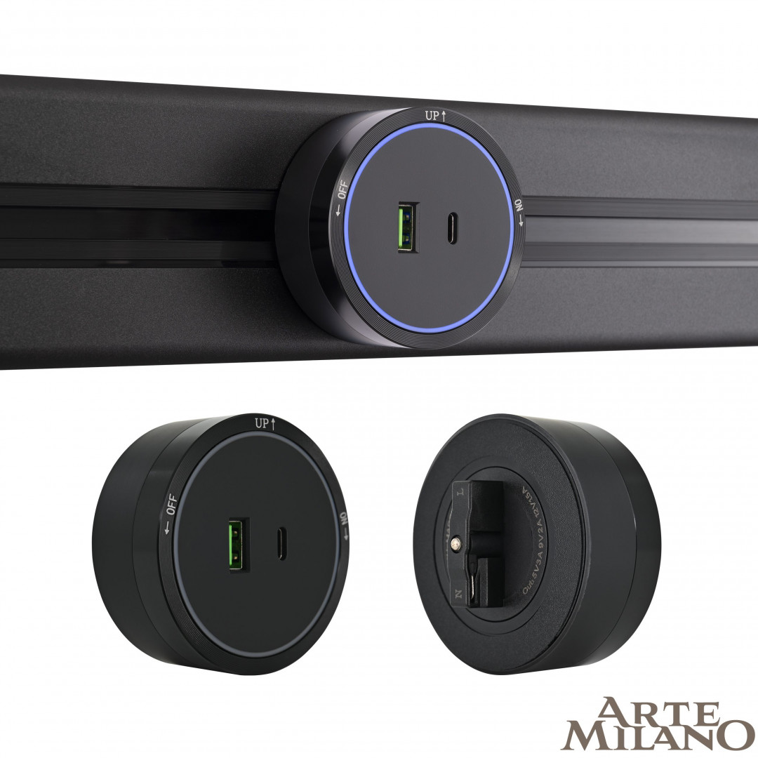Трековая розетка Arte Milano Am-track-sockets 380066TS LED/USB-Type-C Black в #REGION_NAME_DECLINE_PP#