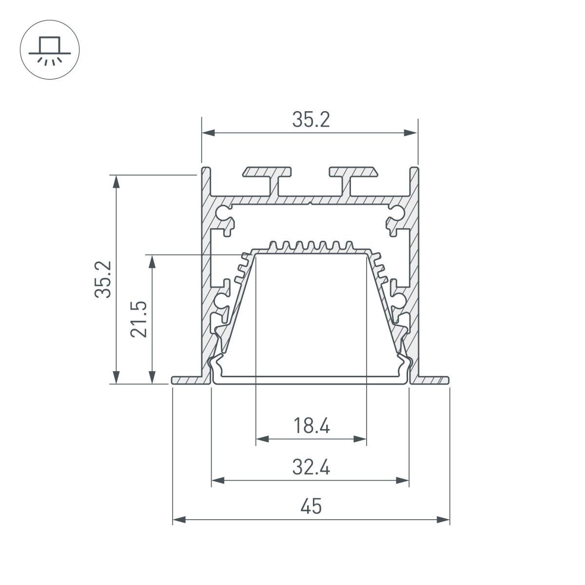 Профиль Arlight LINIA45-F-TRAY-2000 BLACK (Алюминий) 062191 в #REGION_NAME_DECLINE_PP#