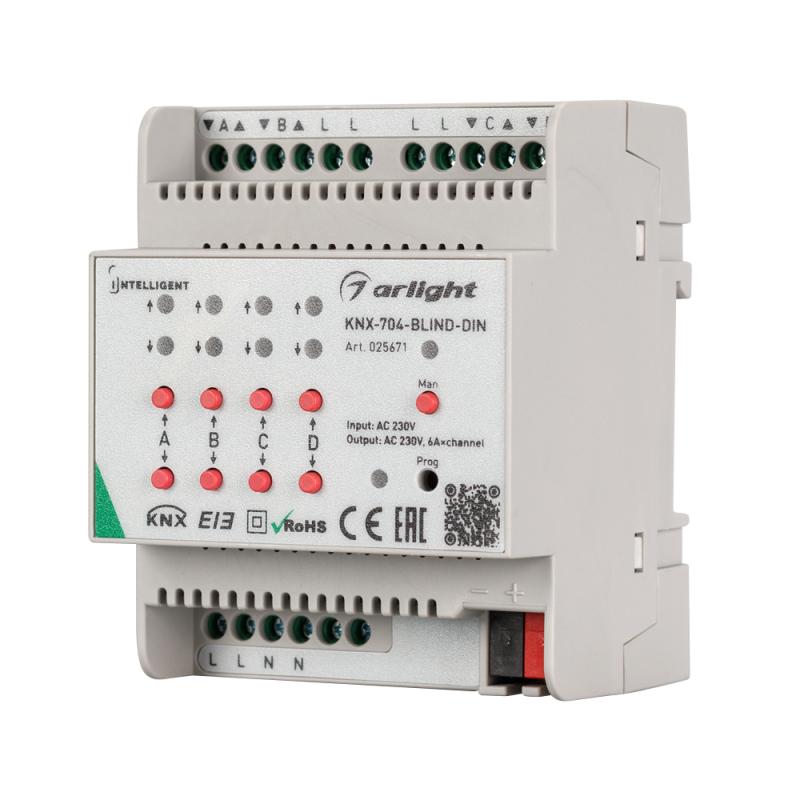 Контроллер штор Arlight KNX-704-BLIND-Din (230V, 4x6A) 025671 в Санкт-Петербурге