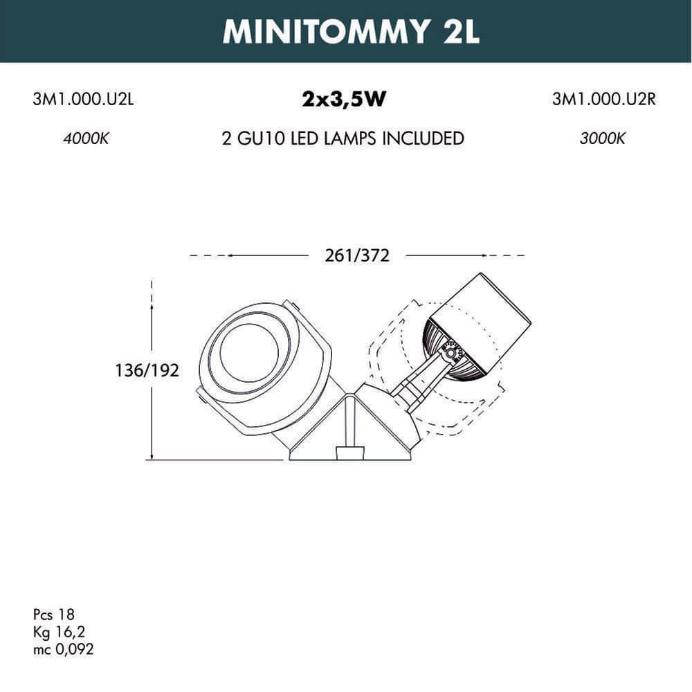 Уличный настенный светодиодный светильник Fumagalli Minitommy 2L 3M1.000.000.AXU2L в Санкт-Петербурге