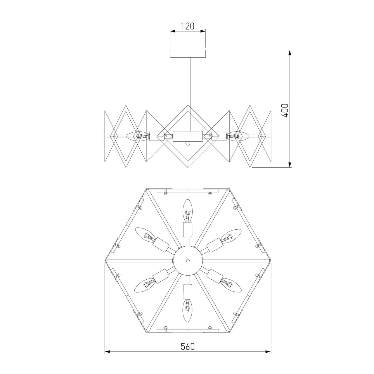 Потолочный светильник Eurosvet Origami 60121/6 латунь Smart в Санкт-Петербурге