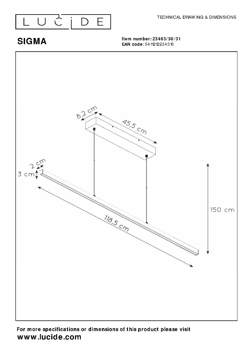 Подвесной светильник Lucide Sigma 23463/30/31 в Санкт-Петербурге