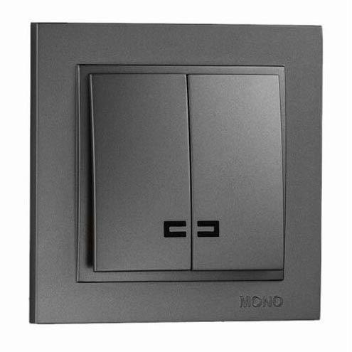 Выключатель двухклавишный с подсветкой Mono Electric Despina 10А 250В графит 102-202025-103 в Санкт-Петербурге