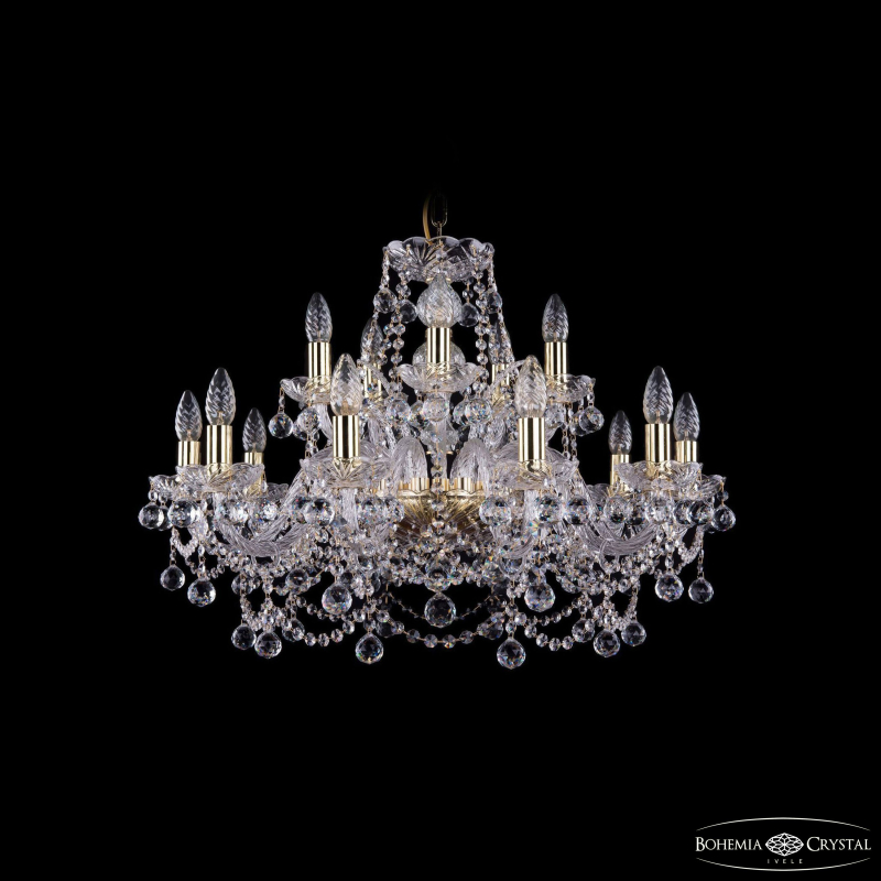 Подвесная люстра Bohemia Ivele Crystal 1411/10+5/240 G Balls в Санкт-Петербурге