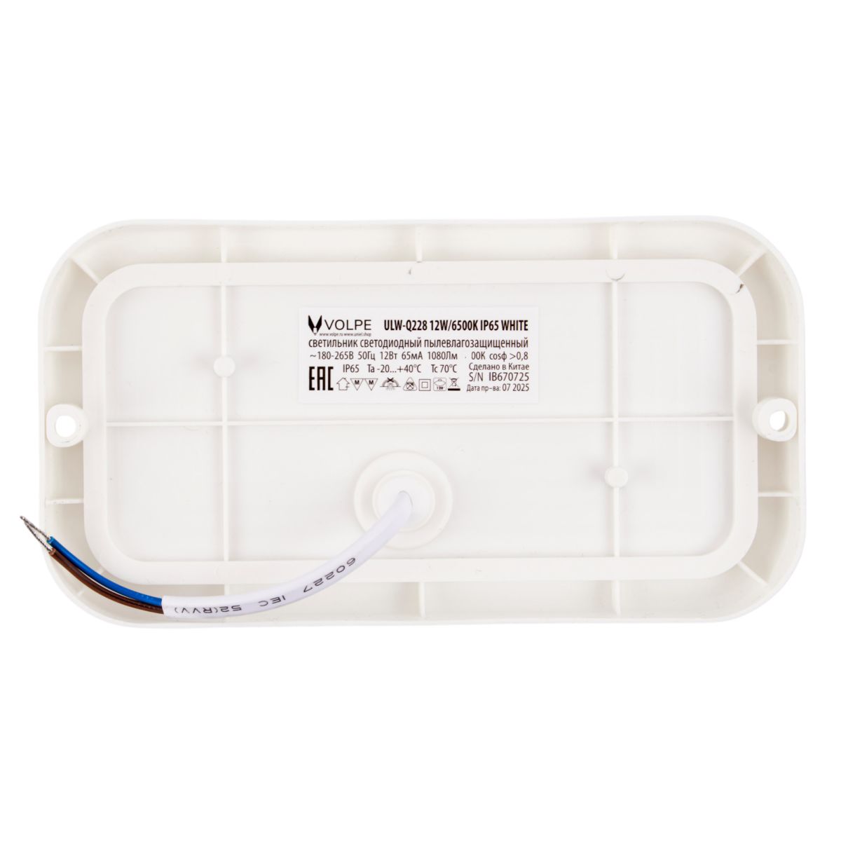 Накладной светильник влагозащищенный Volpe ULW-Q228 12W/6500K IP65 WHITE UL-00013187 в Санкт-Петербурге