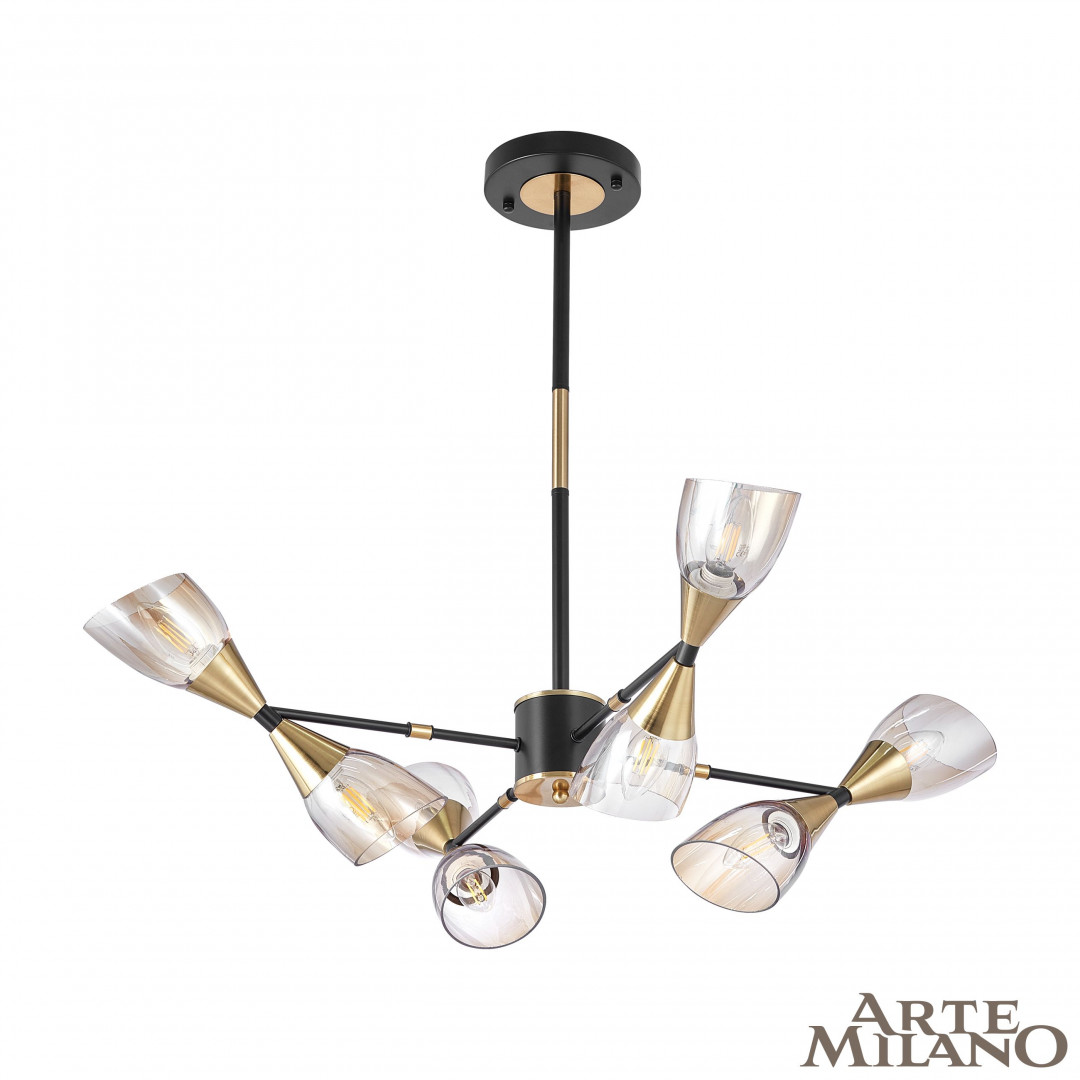 Люстра на штанге Arte Milano Neapolis 276708/8 BK/GD в #REGION_NAME_DECLINE_PP#