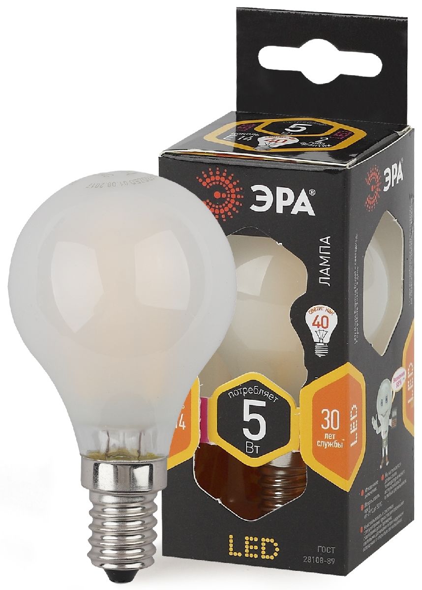 Лампа светодиодная Эра E14 5W 2700K F-LED P45-5W-827-E14 frost Б0027929 в Санкт-Петербурге