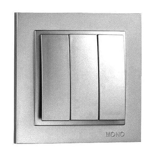Выключатель трехклавишный Mono Electric Despina 10А 250В серебро 102-212122-114 в Санкт-Петербурге
