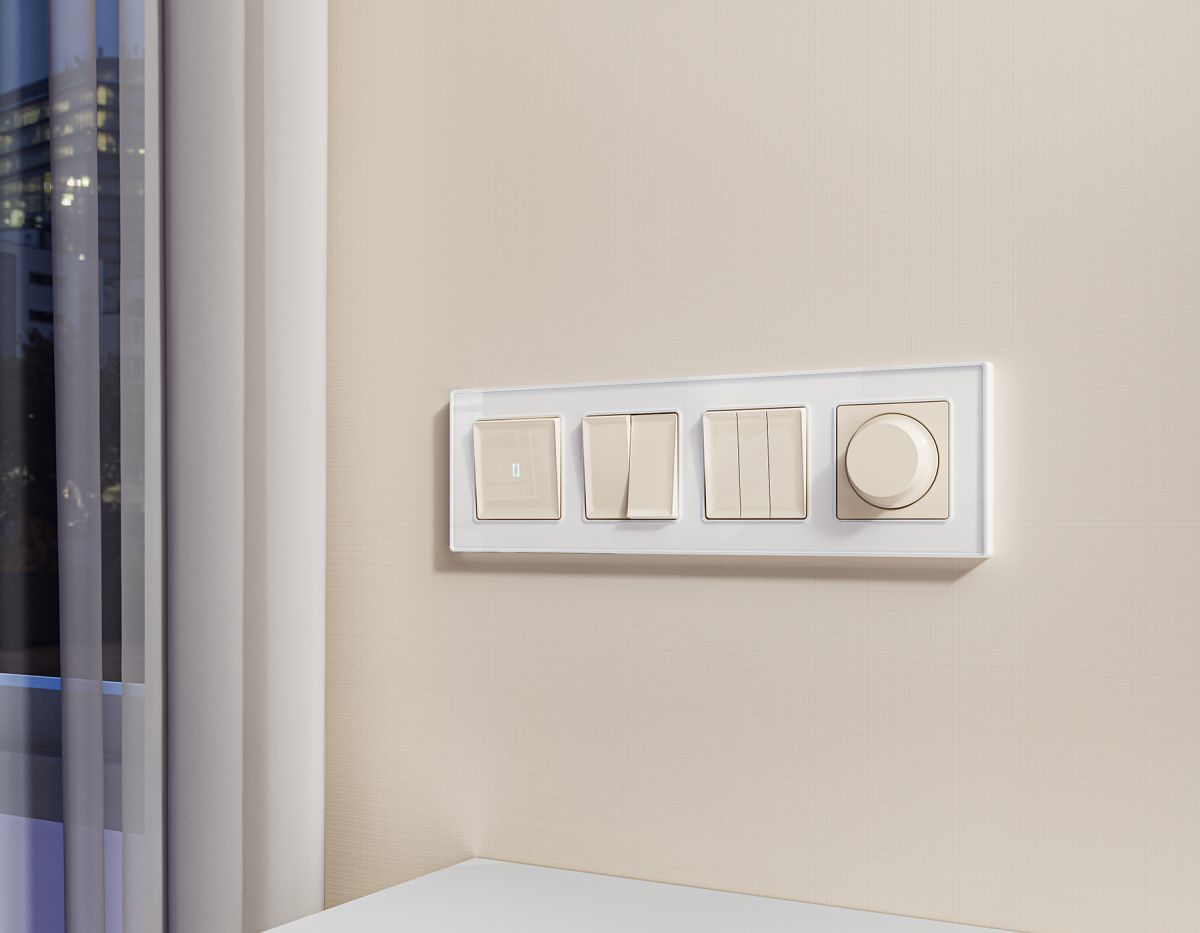 Комплект механизма 2-клавишного перекрестного выключателя 10A-250V Alfa Бежевый глянец Quant Ambrella Volt MA303030 (AP3030, VM125) в #REGION_NAME_DECLINE_PP#