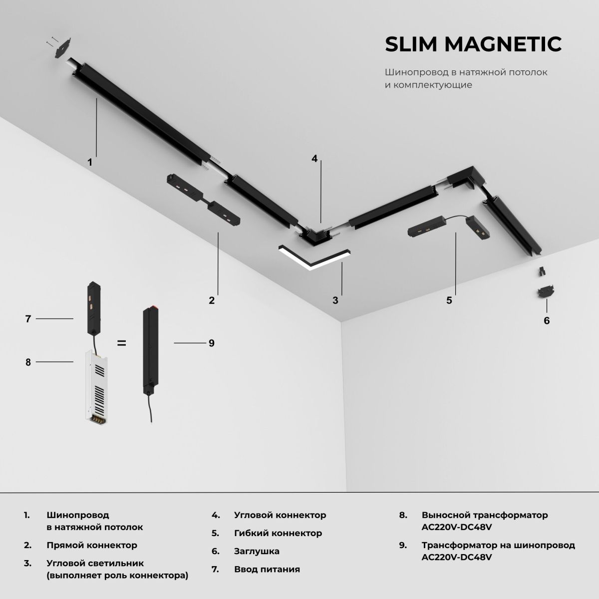 Шинопровод в натяжной потолок с декоративными вставками Elektrostandard Slim Magnetic 85242/00 4690389220463 a072669 в Санкт-Петербурге