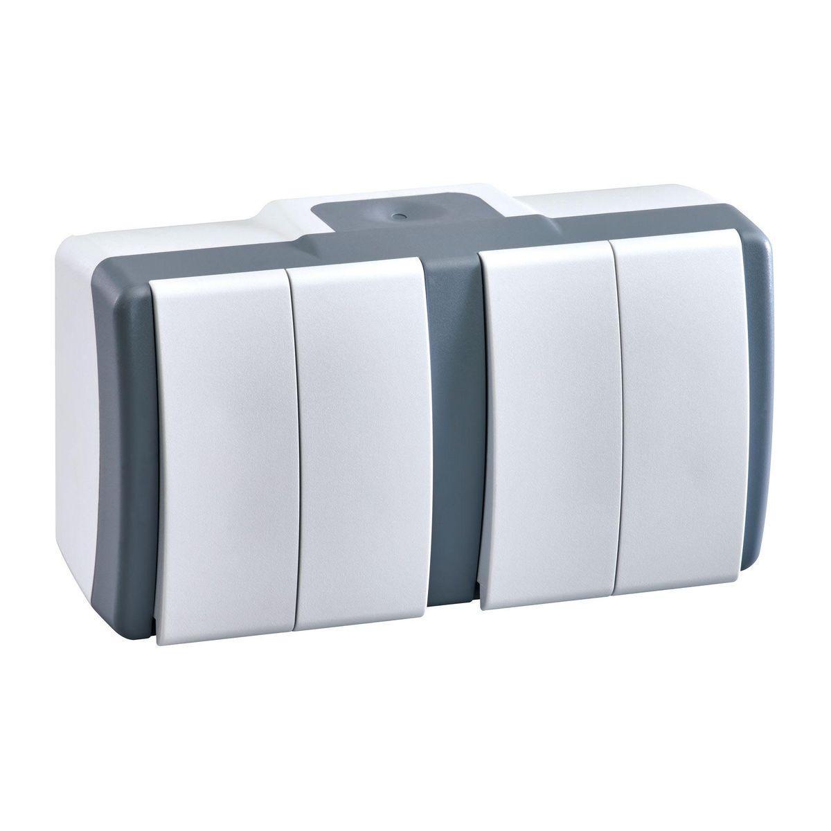 Выключатель двухклавишный двойной Mono Electric Octans IP54 10А 250В бело-серый 154-020001-177 в Санкт-Петербурге