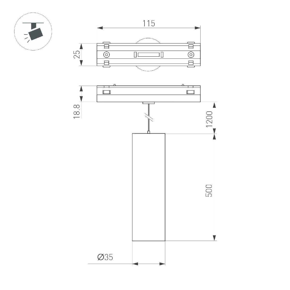 Трековый магнитный светильник Arlight MAG-VIBE-SPOT-HANG-R35-10W Warm3000 (BK, 24 deg, 48V) 044468 в Санкт-Петербурге