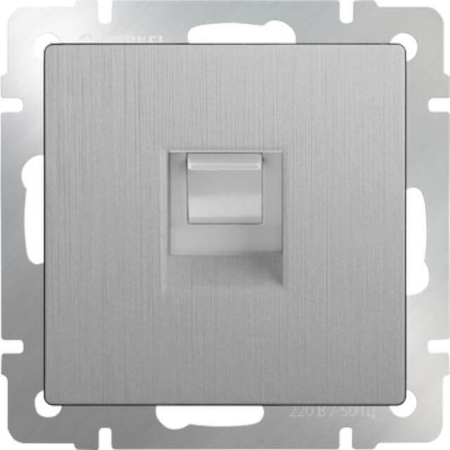 Розетка Werkel Ethernet RJ-45 серебряная рифленая WL09-RJ-45 4690389085062 в Санкт-Петербурге
