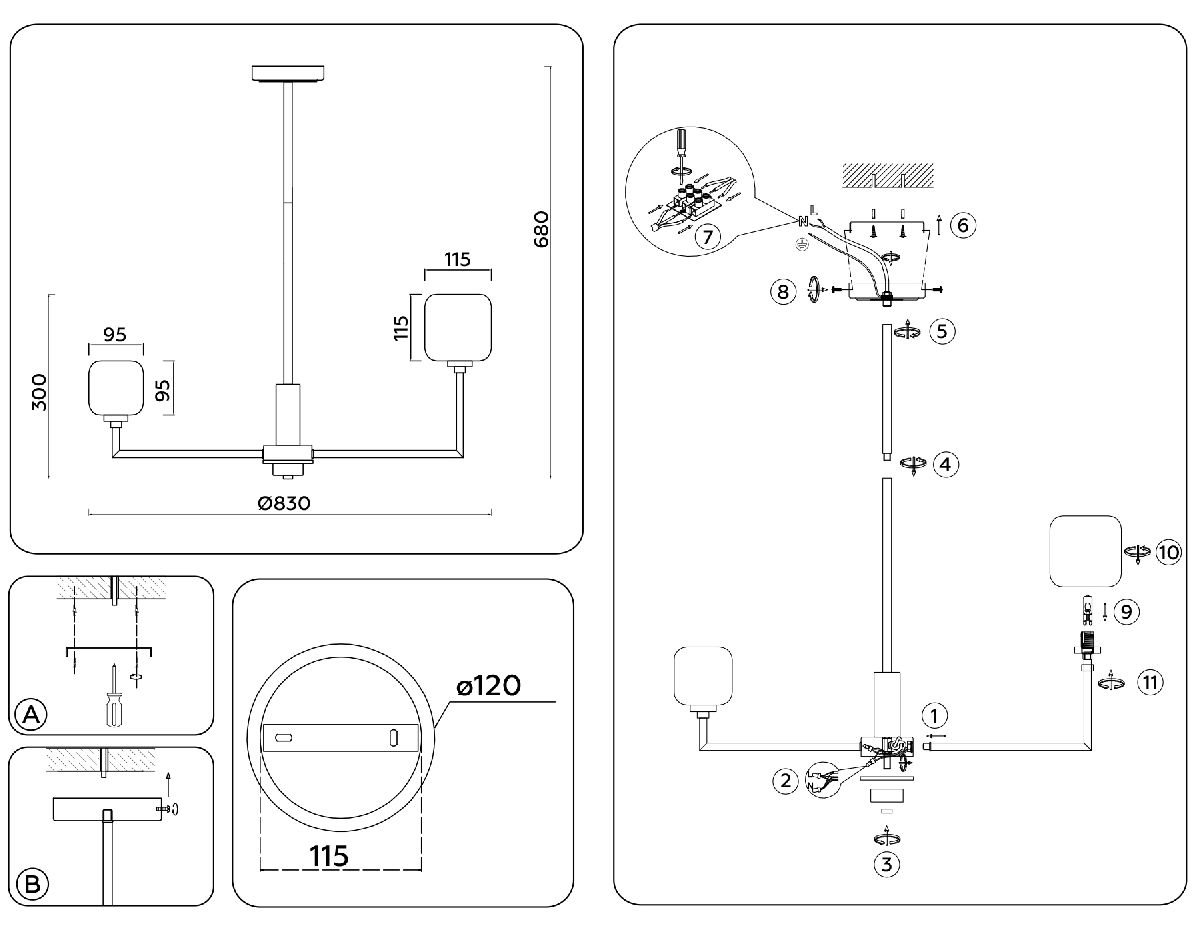 Люстра на штанге Ambrella Light High Light Heigh Light LH53003 в Санкт-Петербурге