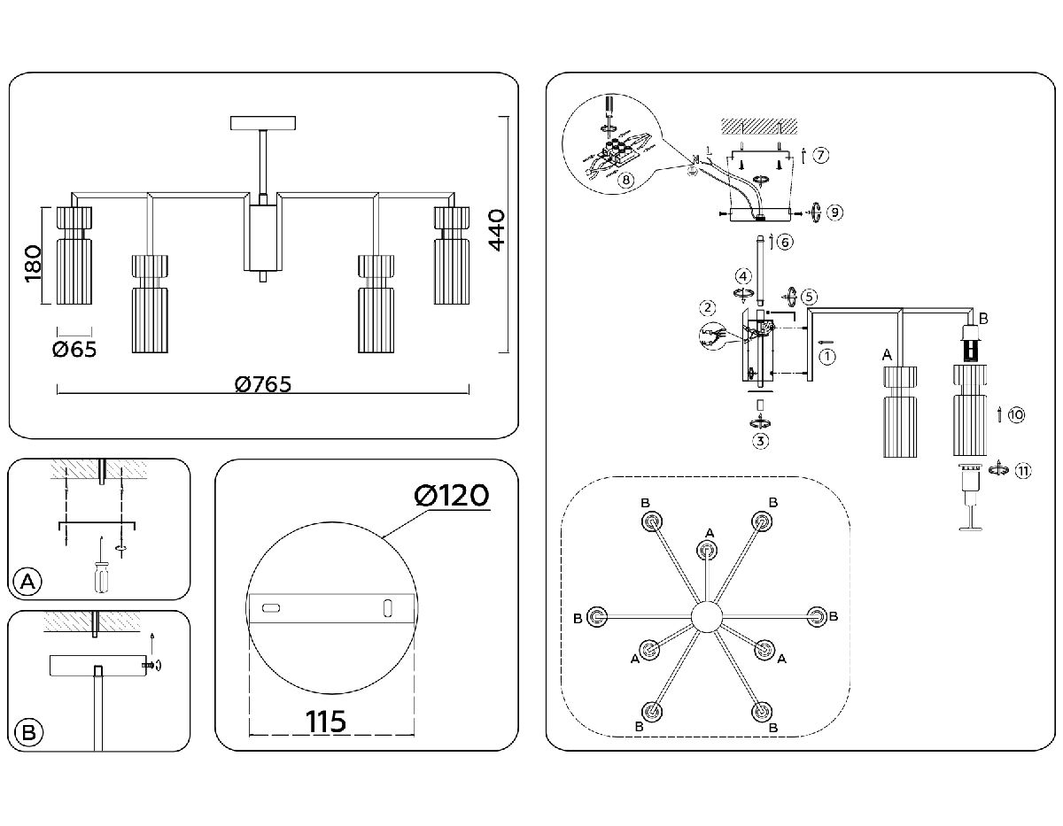 Люстра на штанге Ambrella Light High Light Heigh Light LH56117 в Санкт-Петербурге