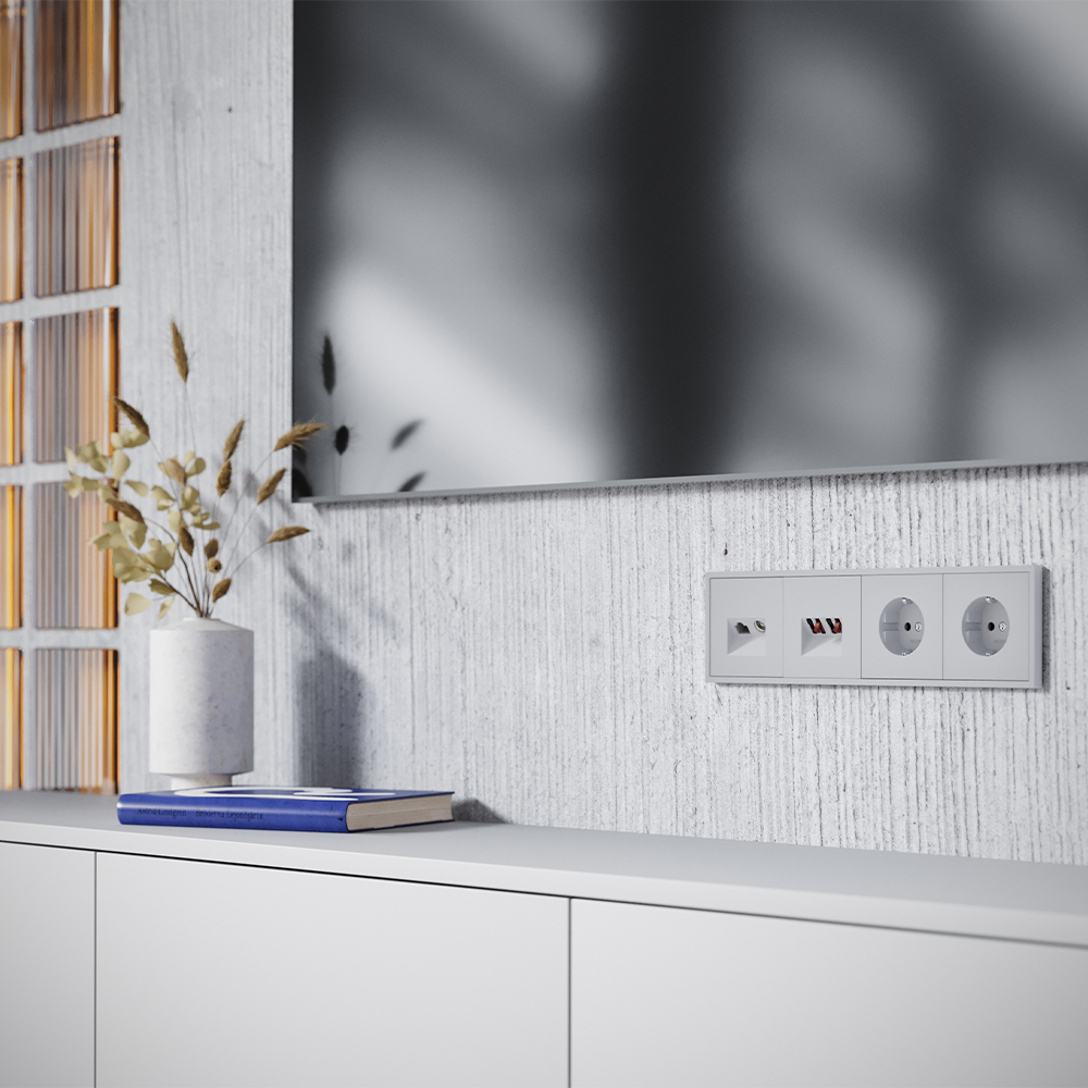 Накладка для розетки TV+RJ45 кат. 6 Voltum S70 (серый) VLS002716 в Санкт-Петербурге