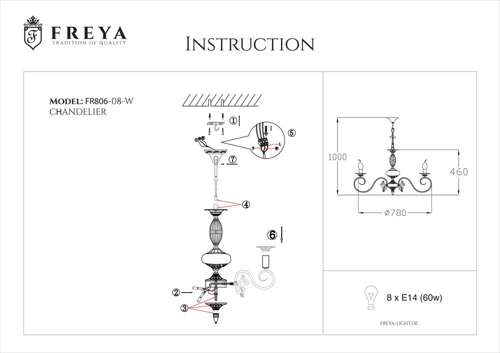 Подвесная люстра Freya Florence FR2806-PL-08-WG в Санкт-Петербурге