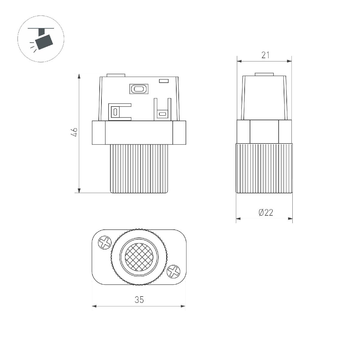 Трековый магнитный светильник Arlight MAG-ORIENT-BABY-R22-2W Day4000 (BK, 24 deg, 48V) 046621 в Санкт-Петербурге