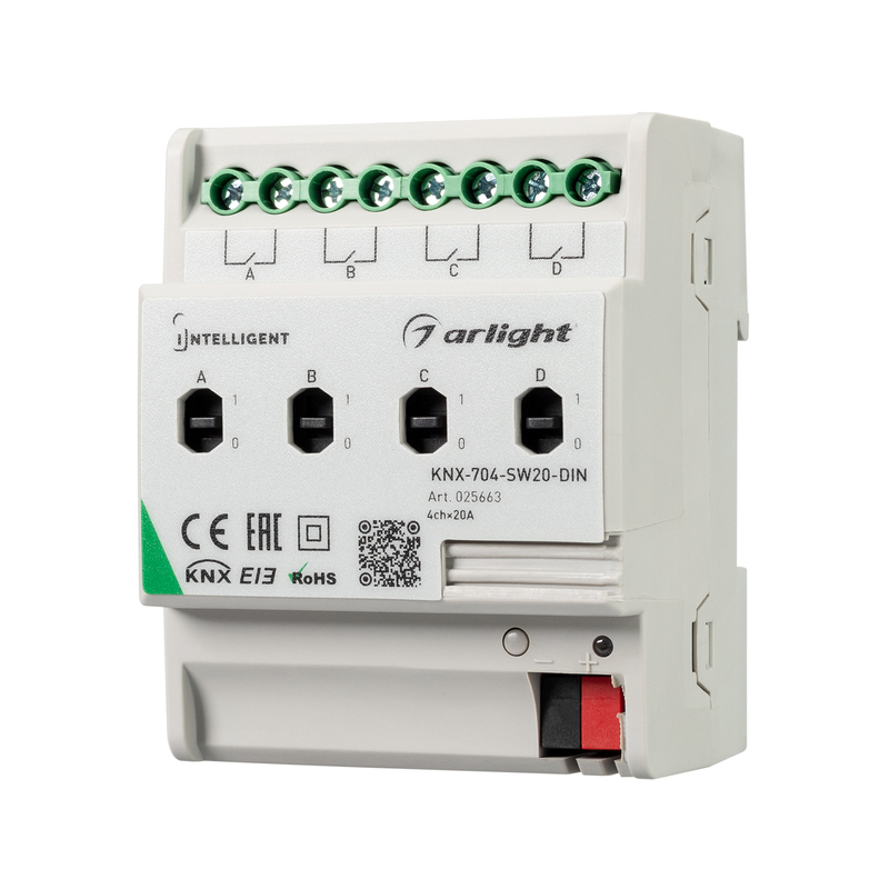 Релейный модуль Arlight KNX-704-SW20-Din (Bus, 4x20A) 025663 в Санкт-Петербурге