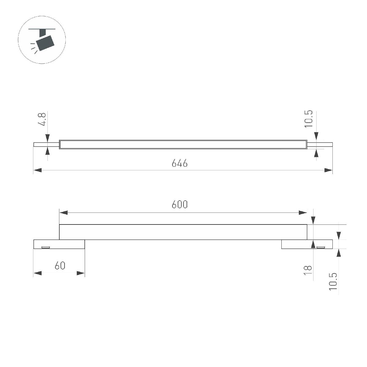 Трековый магнитный светильник Arlight MAG-MICROCOSM-FLAT-L600-16W Warm3000 (BK, 100 deg, 24V) 043273 в Санкт-Петербурге