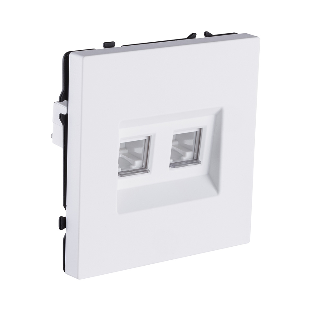 Розетка двойная Ethernet RJ45 Cat.6, белый матовый Kollinger Eclipse EC-018WH в #REGION_NAME_DECLINE_PP#