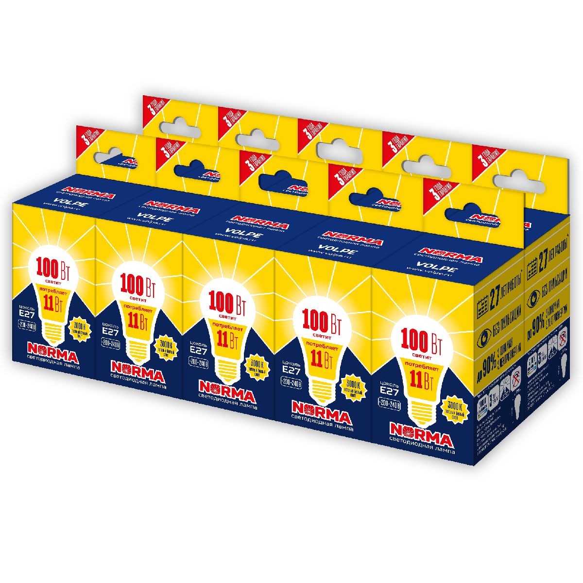Лампа светодиодная Volpe Norma LED-A60-11W/WW/E27/FR/NR Набор из 10штук 2 UL-00012551 в Санкт-Петербурге