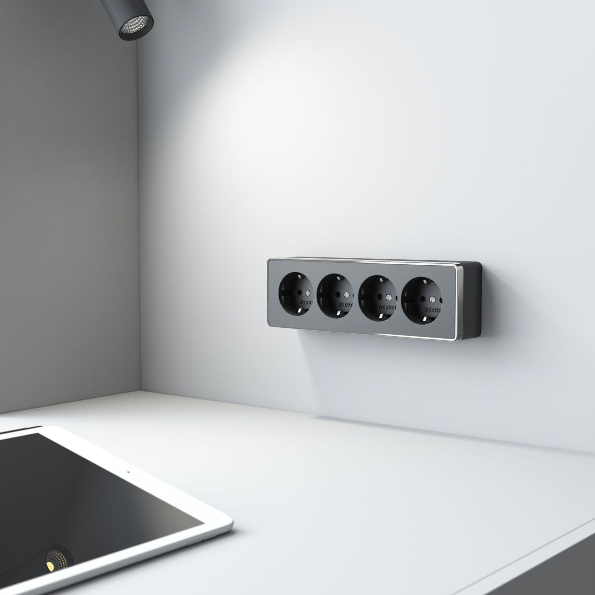 Розетка четверная с заземлением и шторками Werkel Gallant черный/хром W5072258 4690389218026 a071254 в #REGION_NAME_DECLINE_PP#