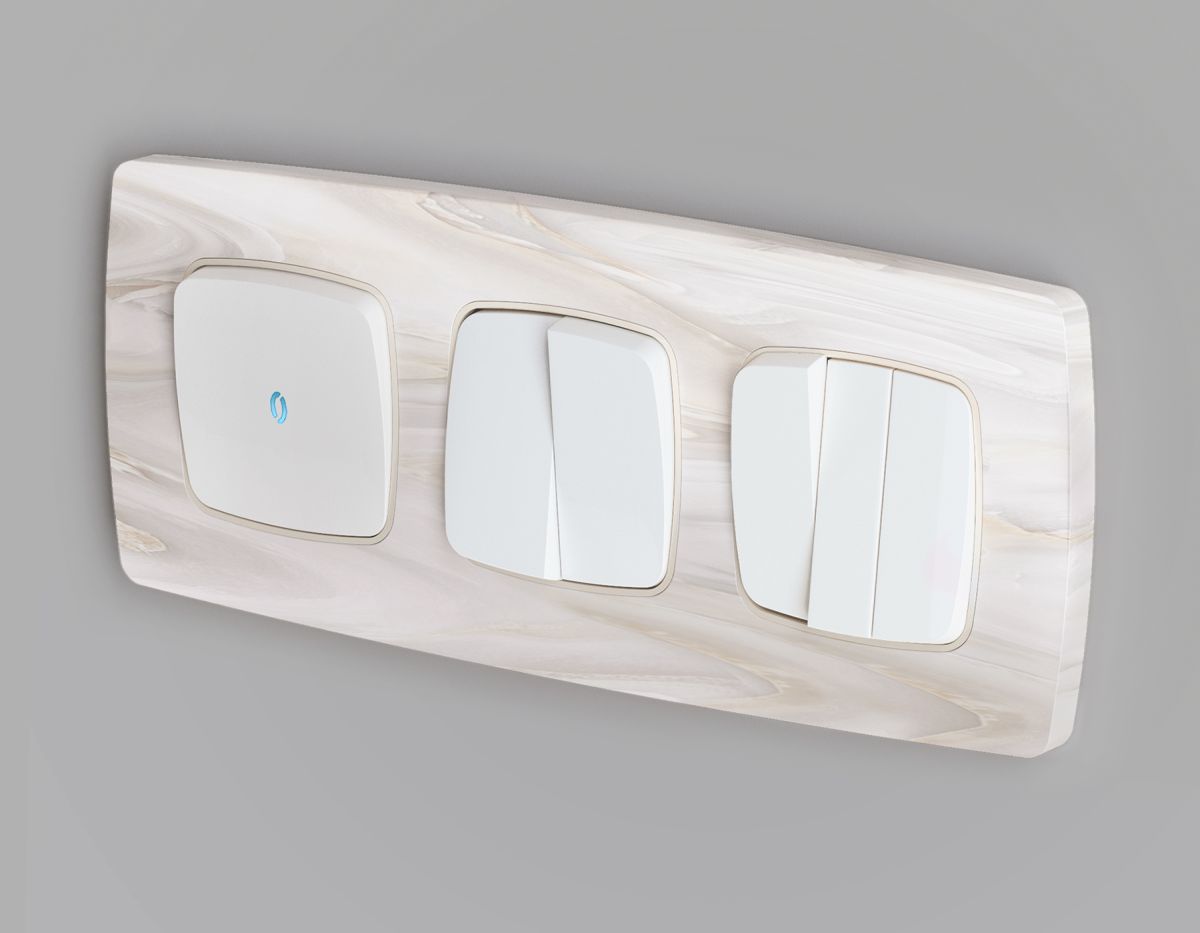 Комплект механизма 2-клавишного перекрестного выключателя Ambrella Volt 10A-250V OMEGA MO123030 Белый матовый QUANT (OP1230, VM125) в Санкт-Петербурге