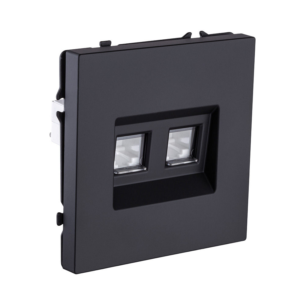 Розетка двойная Ethernet RJ45 Cat.6, черный матовый Kollinger Eclipse EC-018BK в #REGION_NAME_DECLINE_PP#