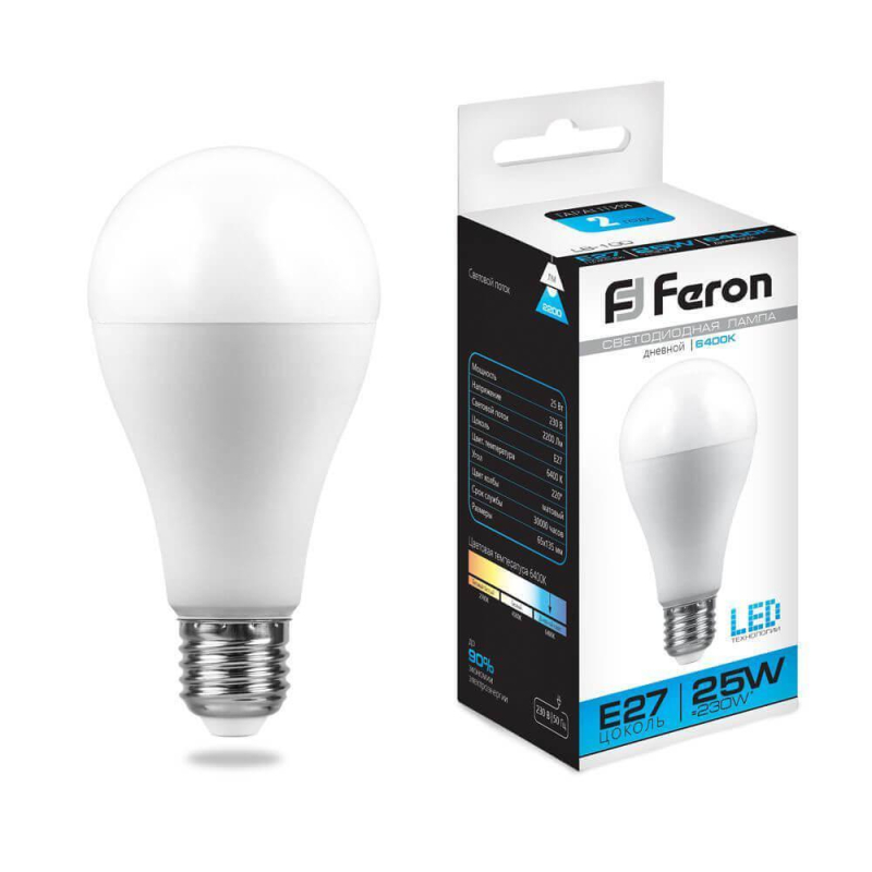 Лампа светодиодная Feron E27 25W 6400K Шар Матовая LB-100 25792 в Санкт-Петербурге