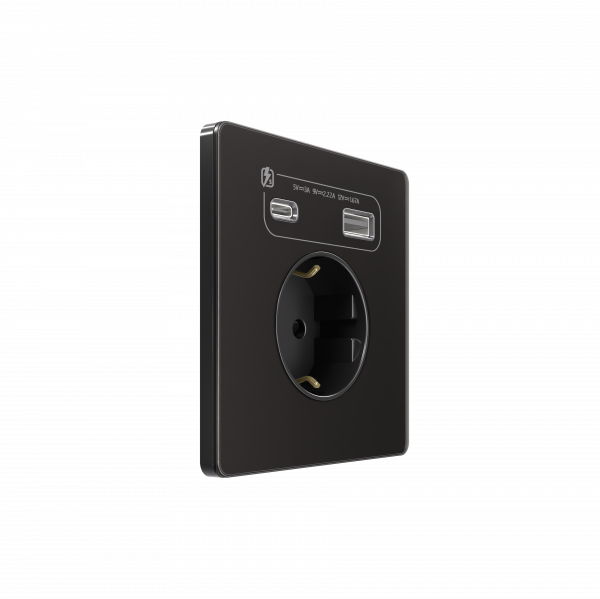 Розетка с заземлением со шт. с USB А+С 20Вт Systeme Electric Systeme Infinity Полярная ночь FSE001032 в Санкт-Петербурге