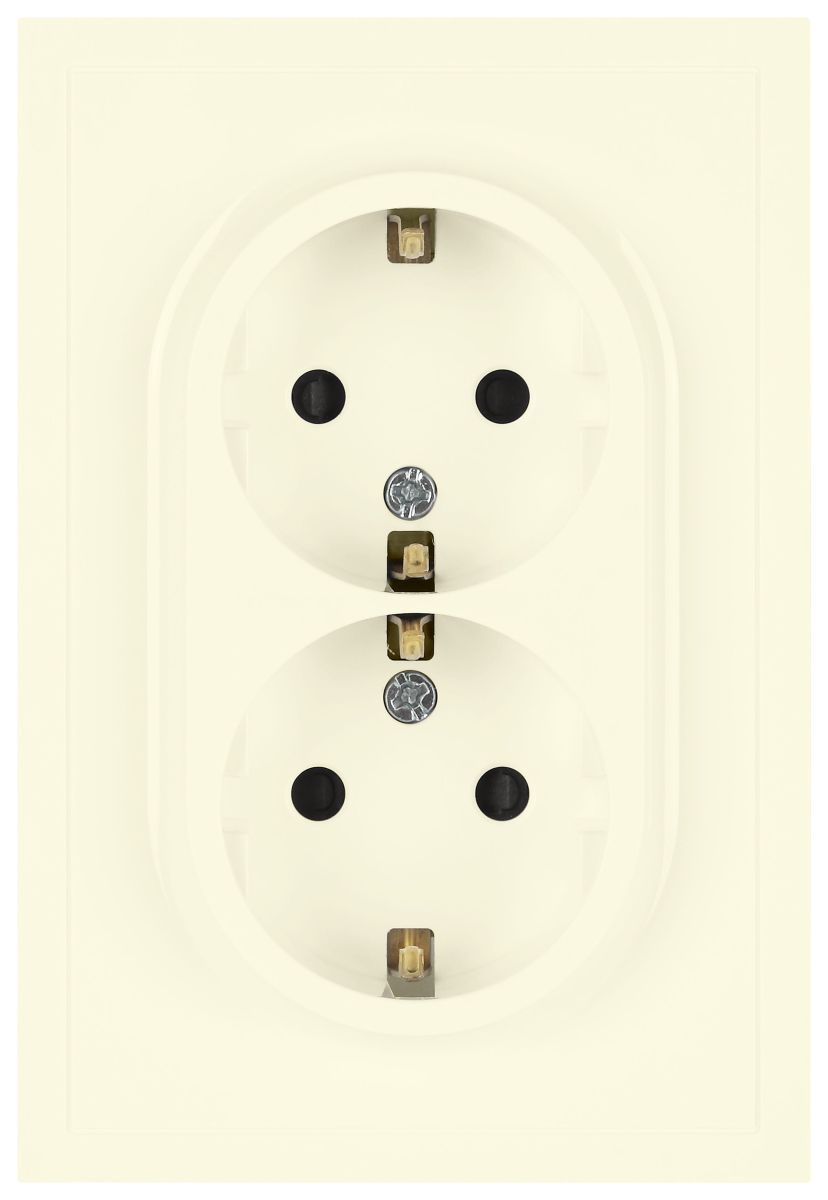 Розетка Эра Galaxy 15-2105-02 с заземлением двойная 2X2P+E Schuko со шторками IP20 16А-250В слоновая кость Б0070699 в Санкт-Петербурге