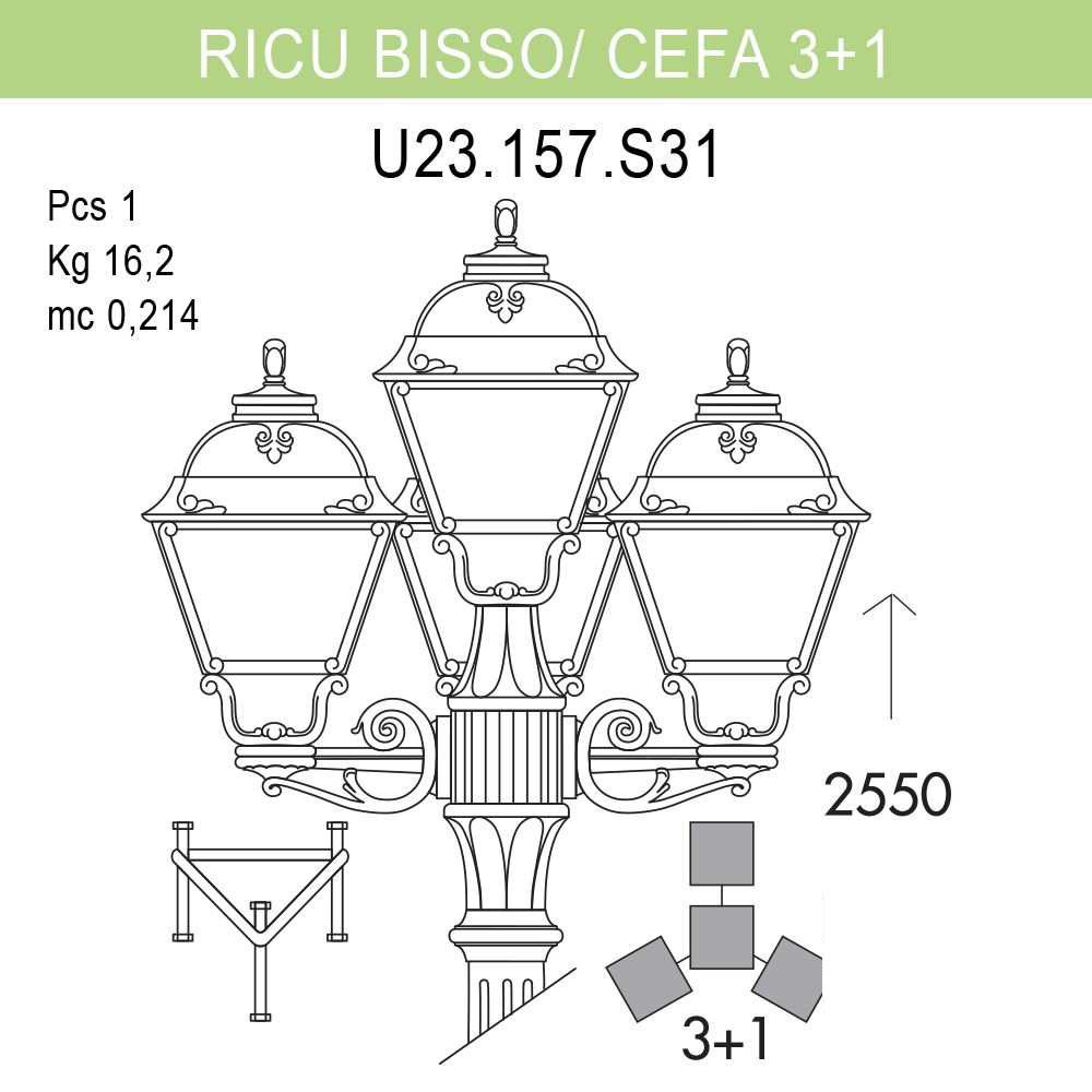 Уличный фонарь Fumagalli Ricu Bisso/Cefa 3+1 U23.157.S31.BXF1R в Санкт-Петербурге